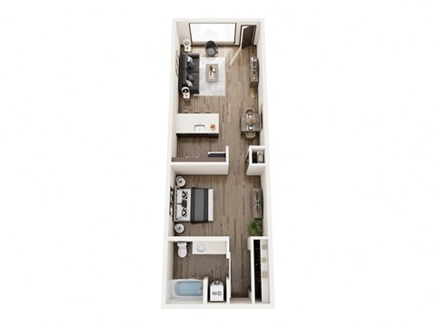 Floor plan for studio, 637 sqft